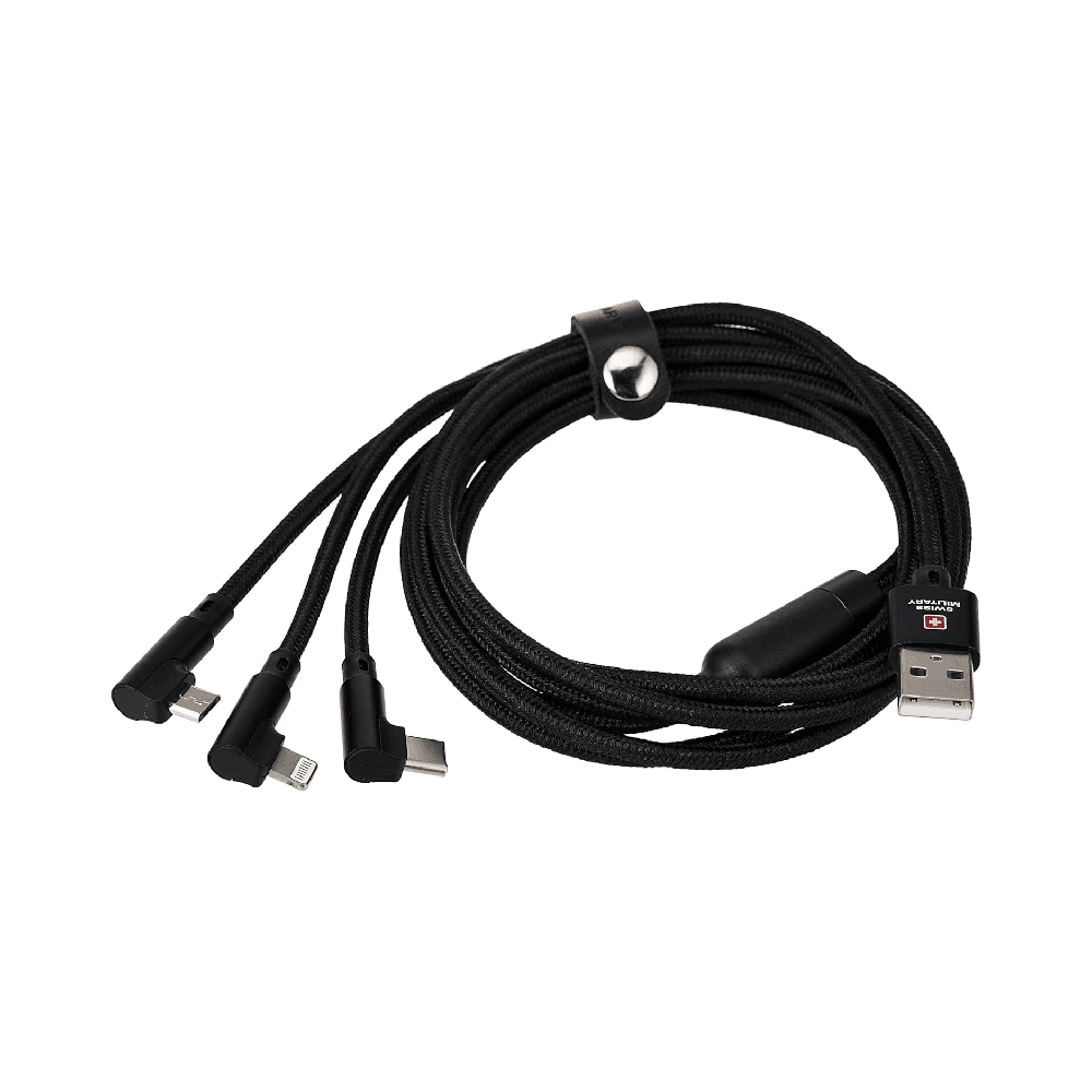 كابل سويسري عسكري 3 في 1 للخدمة الشاقة وعالي الأداء بطول 2 متر (USB-A إلى USB C-Lightning-Micro)