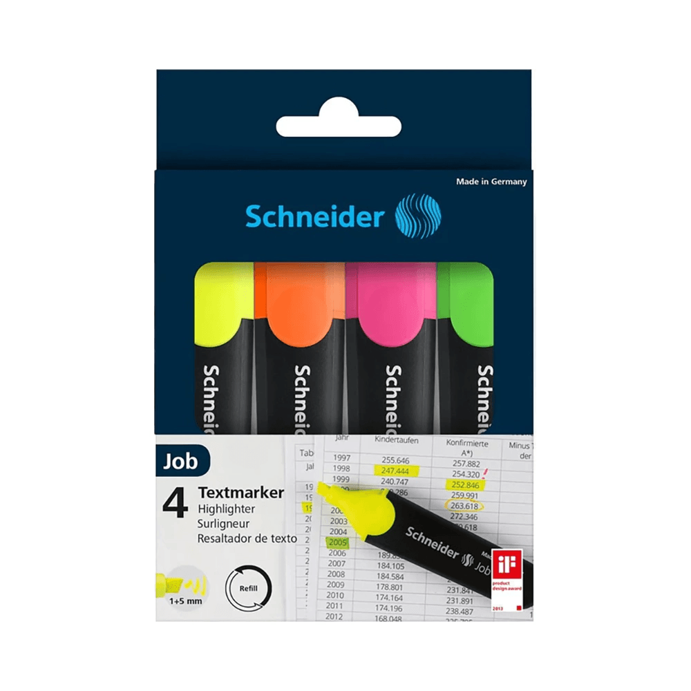 Schneider Job Assorted Wallet Highlighter 4Pcs   