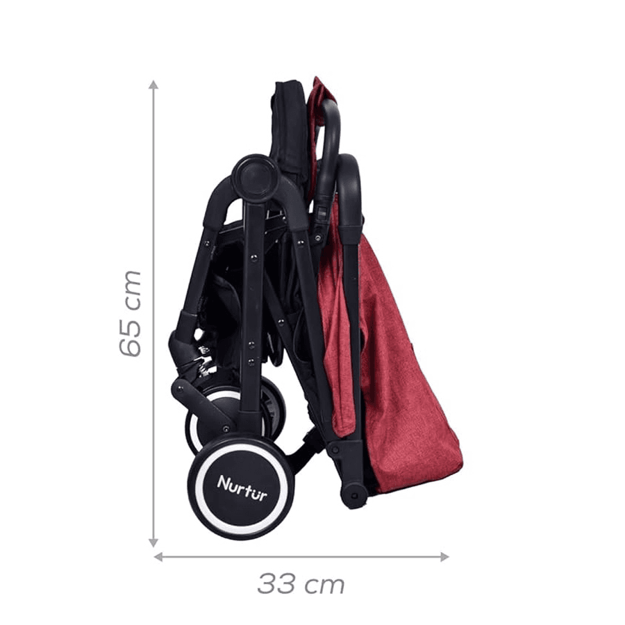 Nurtur Kids Stroller Storage Basket 5 Point Safety Harness Compact Foldable Design Travel Stroller