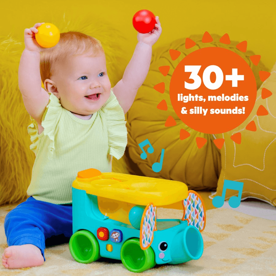 Bright Starts Pop & Roll Safari Bus Ball Play Toy