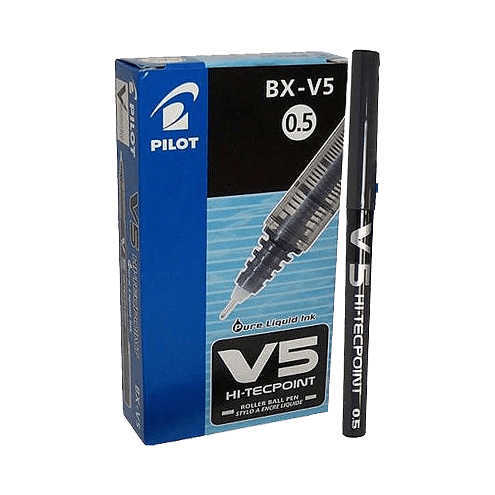 Pilot Hi-Tecpoint V5 Liquid Ink Fine Needle Tip 0.5mm Rollerball Pen Box 12Pcs - Black 
