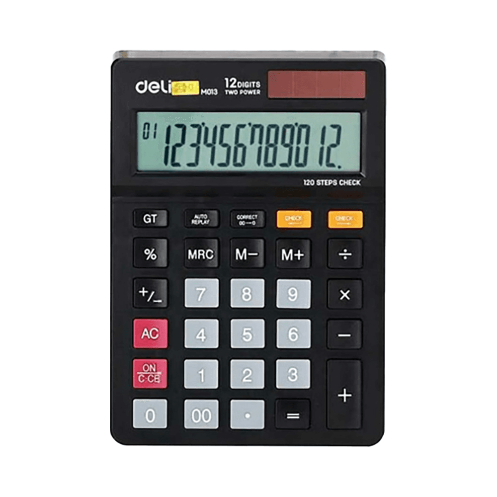 Deli 120 Steps Check 12 Digits Plastic Desktop Calculator