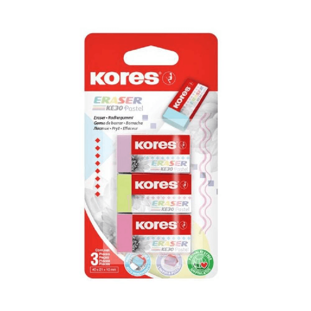 Kores KE30 Eraser Displaybox Mix Colors - Pastel