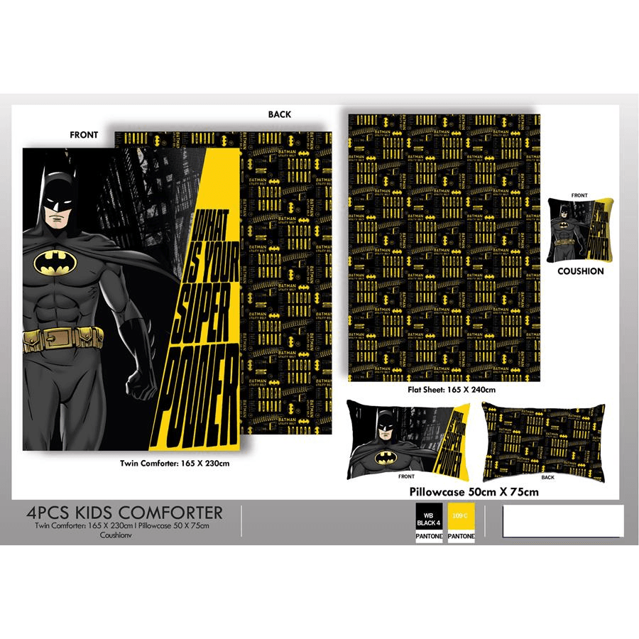 Disney Warner Bros Comforter Set Pack Of 4 (Batman)