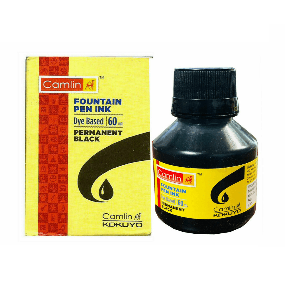Camlin Fountain Pen Ink Plastic Bottle 60ml - Black 6044