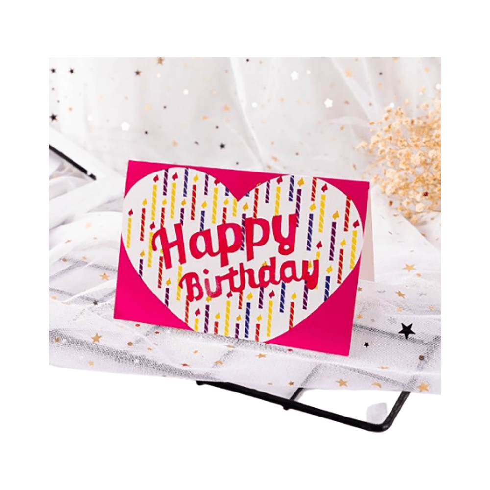 Happy Birthday Card With Big Heart & Candles