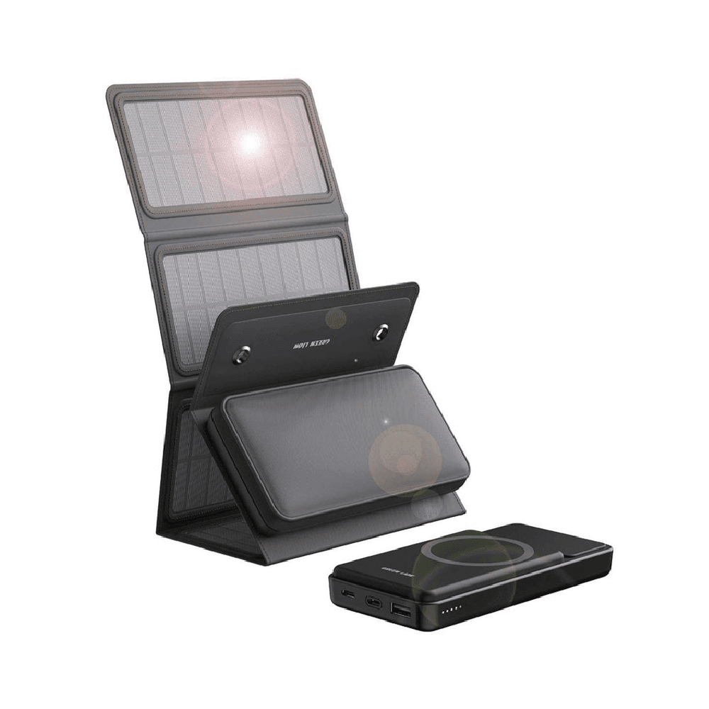 SOLAR  max power bank 10000mah PD 20W-BLACK  GREEN LION