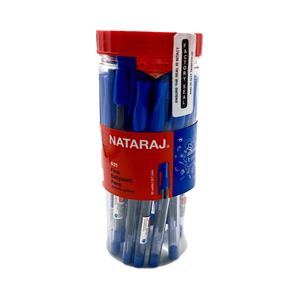 Nataraj Box Plastic Fine Ballpoint Pen 30 Pcs 0.7mm - Blue 8755