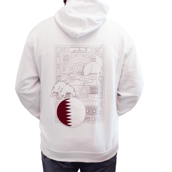 Qatar National Day White Hoodie - Large Size