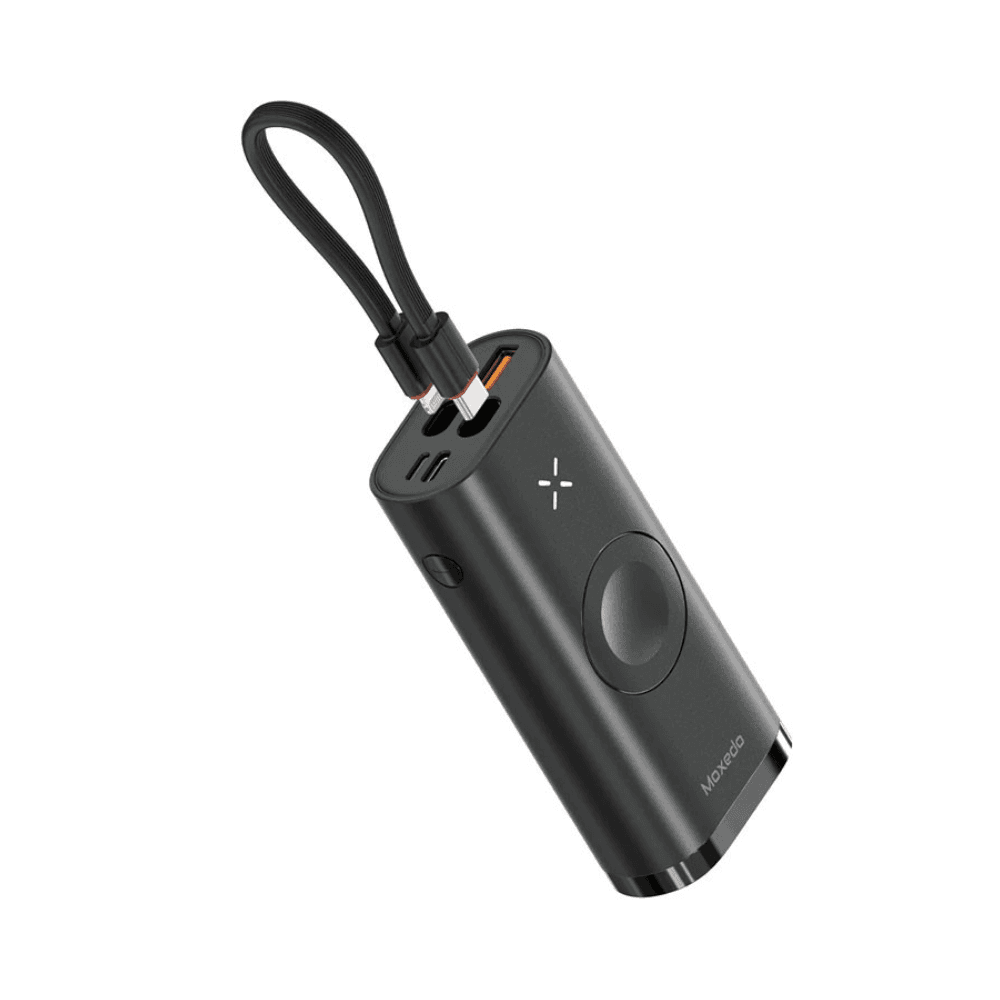 Moxedo Ultra Compact 10000 mAh Power Bank With Built In Apple Watch Charger & Fast iPhone Cable