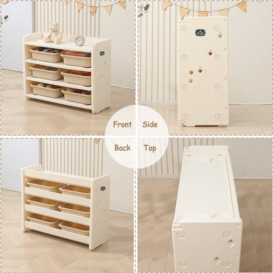 Little Story Kids Toys Storage With 6 Storage Box (Beige White)