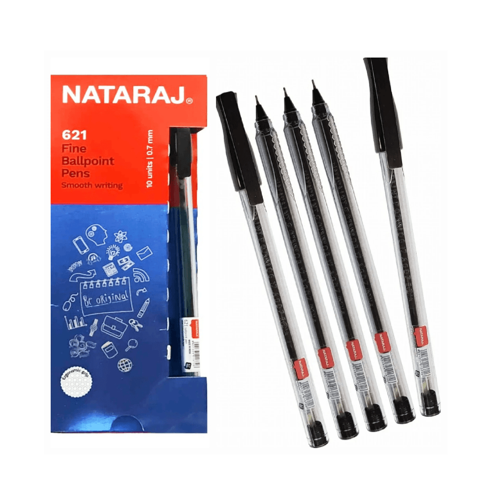 Nataraj Fine Ball Point Pens 0.7mm 10Pcs - Black 8854