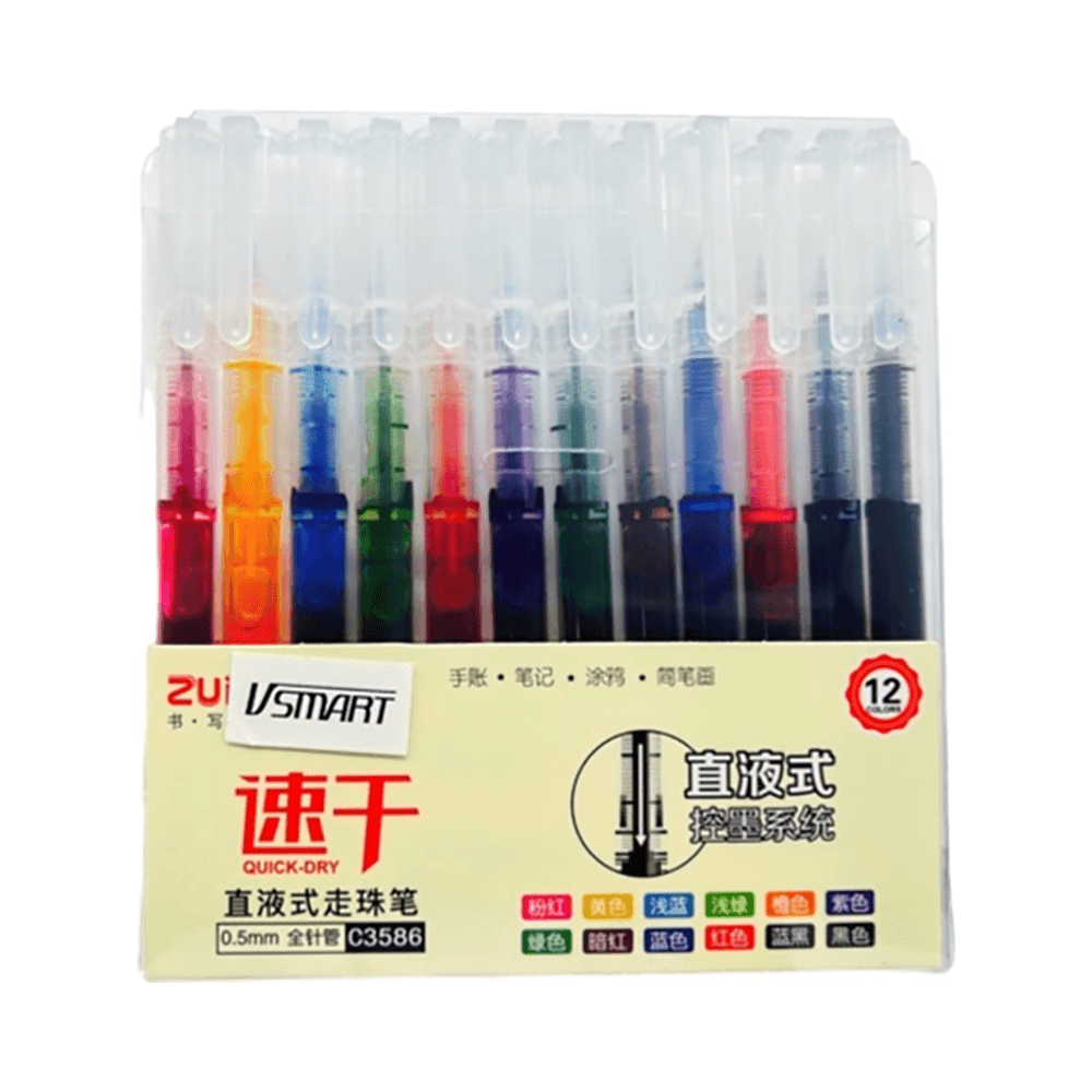 Vsmart Liquid Ink Rolling Ball 0.5mm Pens 1 Pack 12 Colour 1185