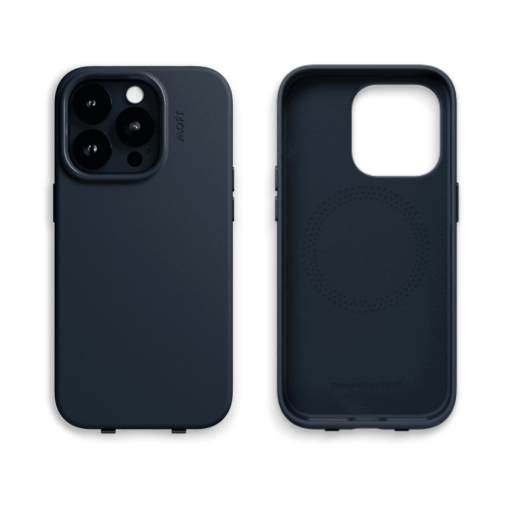 Moft Magnetic Pro Vegan Leather Snap Phone Case For Iphone 14 Navy Blue