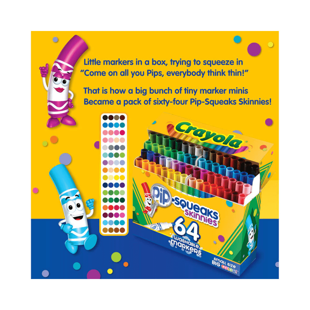 Crayola Washable Markers 64 Pcs 921378 Pip-Squeaks & Skinnies
