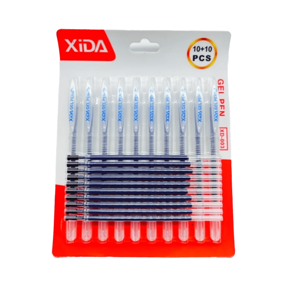 Xida 0.5mm Gel Pen 10Pcs With Ink Refills 10Pcs - Blue 12497