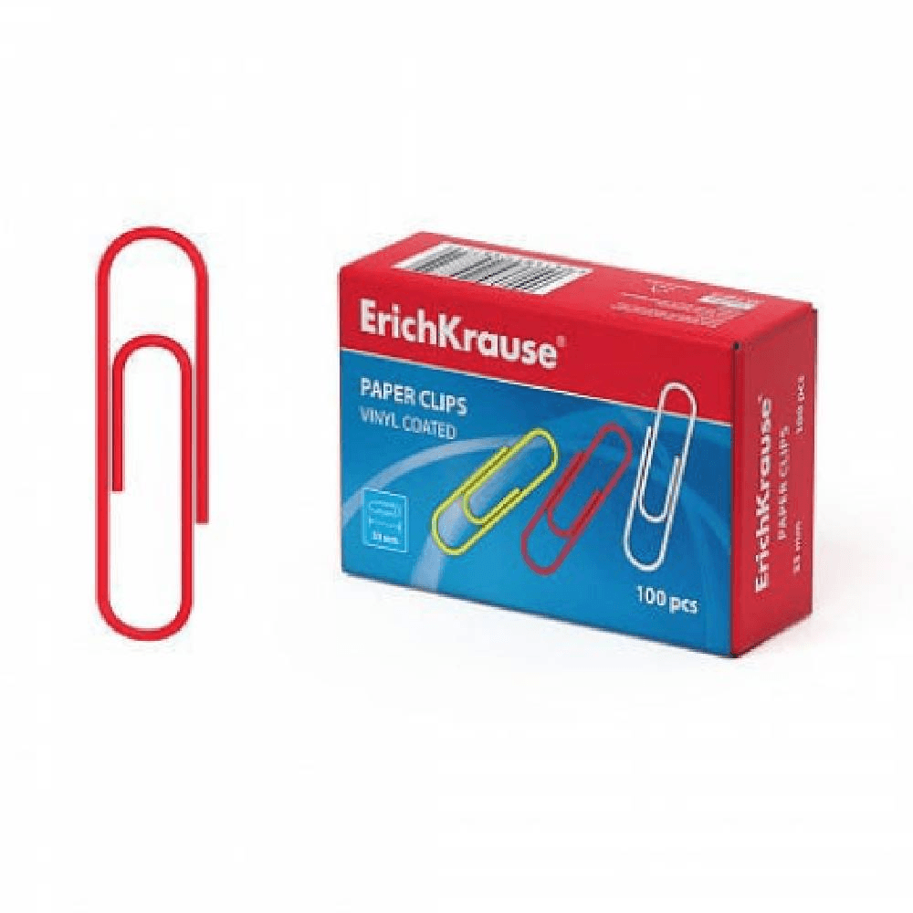 ErichKrause Vinyl Coated Paper Clip Round Medium 33mm 1 Box 200Pcs Assorted