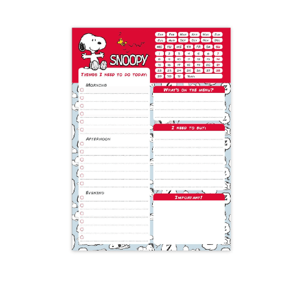 Snoopy Rebel With Paws Daily Planner Notepad 