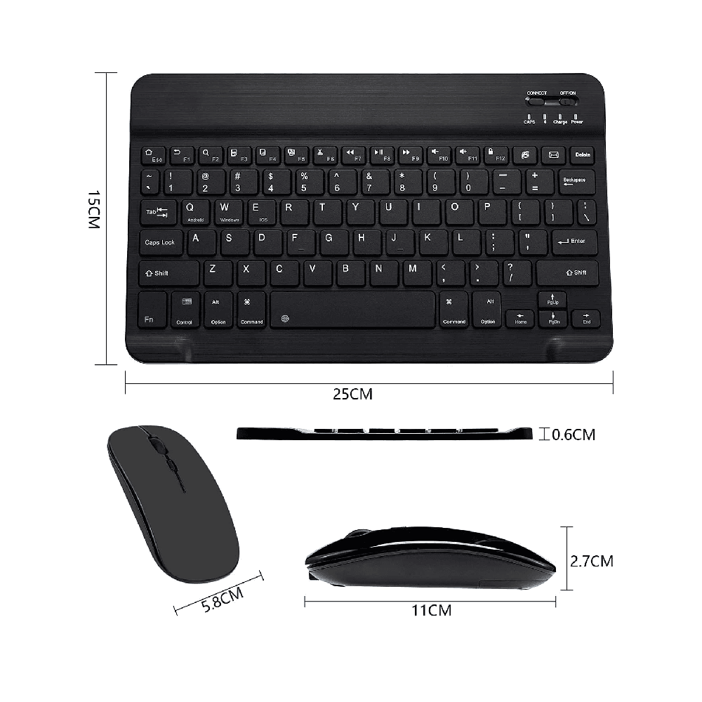 Xukinroy Ultra-Slim Rechargeable Portable Wireless Bluetooth Keyboard & Mouse Set Black