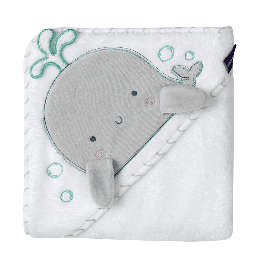 Clevamama Bamboo Apron Baby Bath Towel (White & Grey)