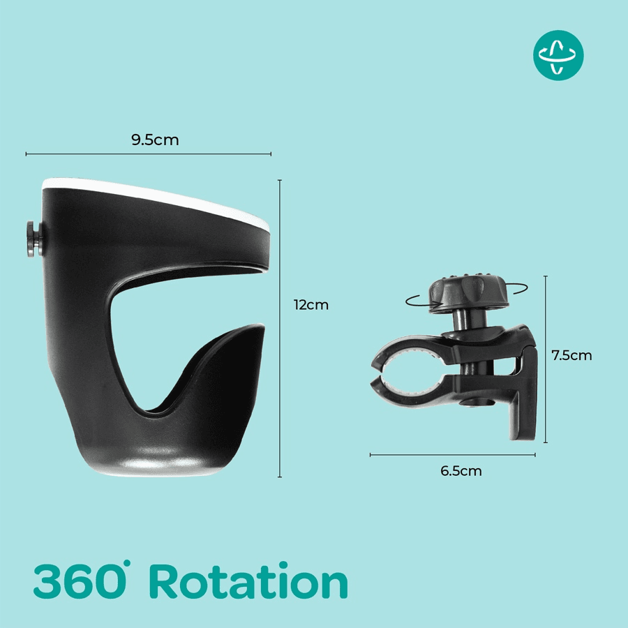 Moon Universal Cup Holder 360 Degree Rotating (Black)