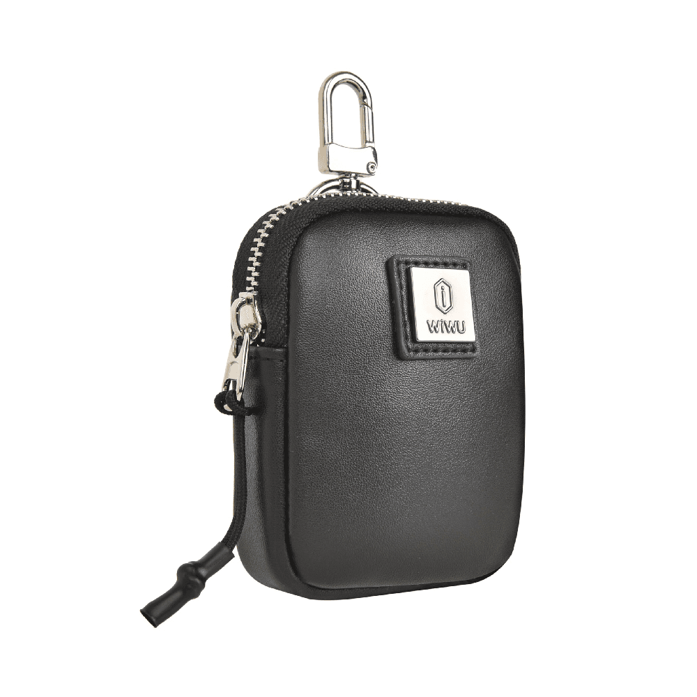 WiWU E-Pouch Portable Leather Earphone Bag Black
