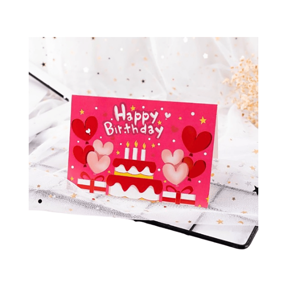 Happy Birthday With Cake & Heart Design