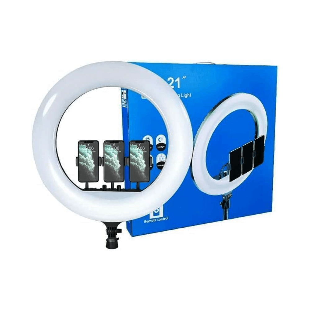 Rl Soft LED Ring Light With Three Mobile Devices 21 Inch