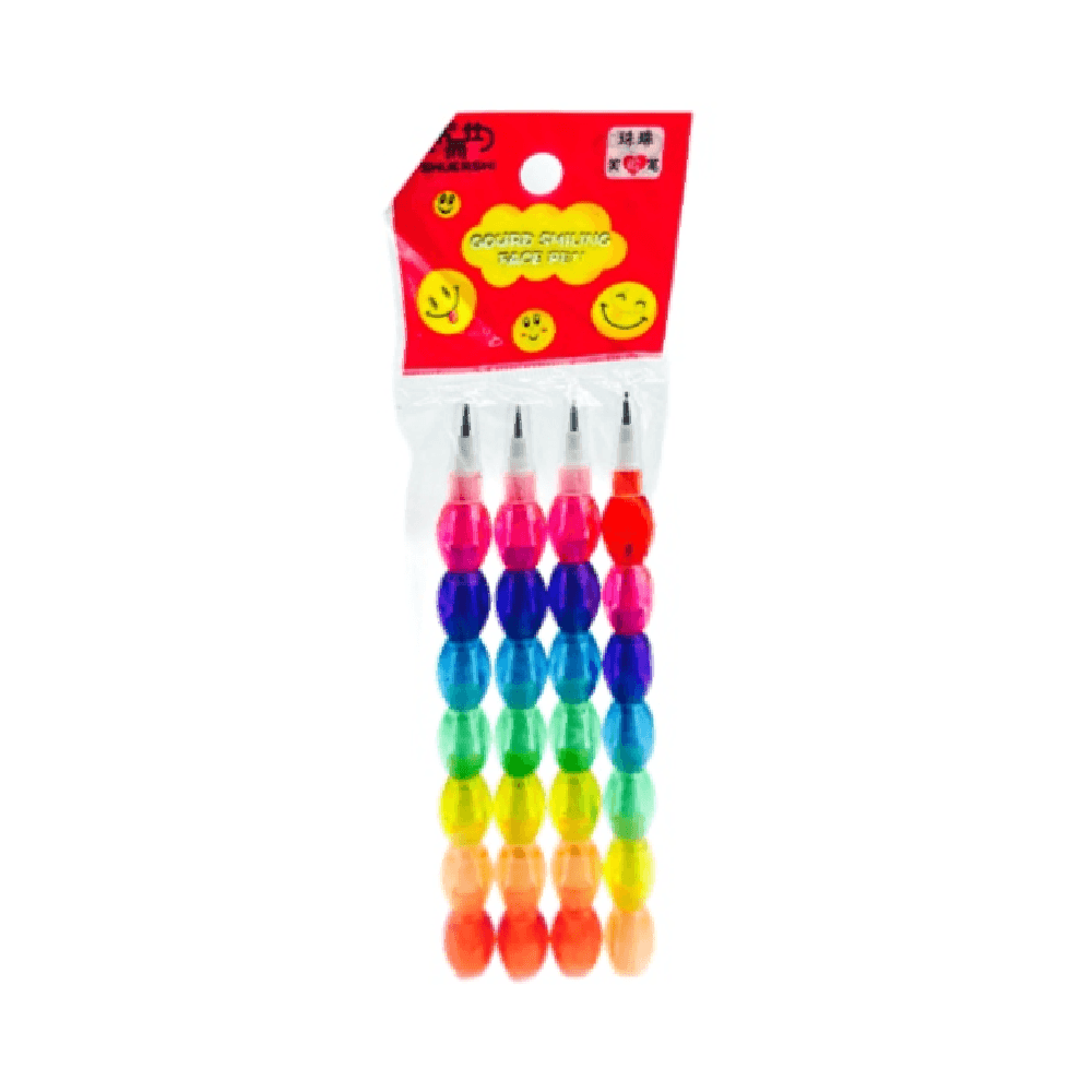 Non Sharpening Rainbow Colours Slider Beads Push Pencils 1 Pack 4Pcs 15942 