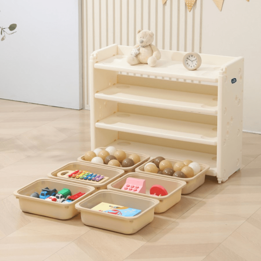 Little Story Kids Toys Storage With 6 Storage Box (Beige White)
