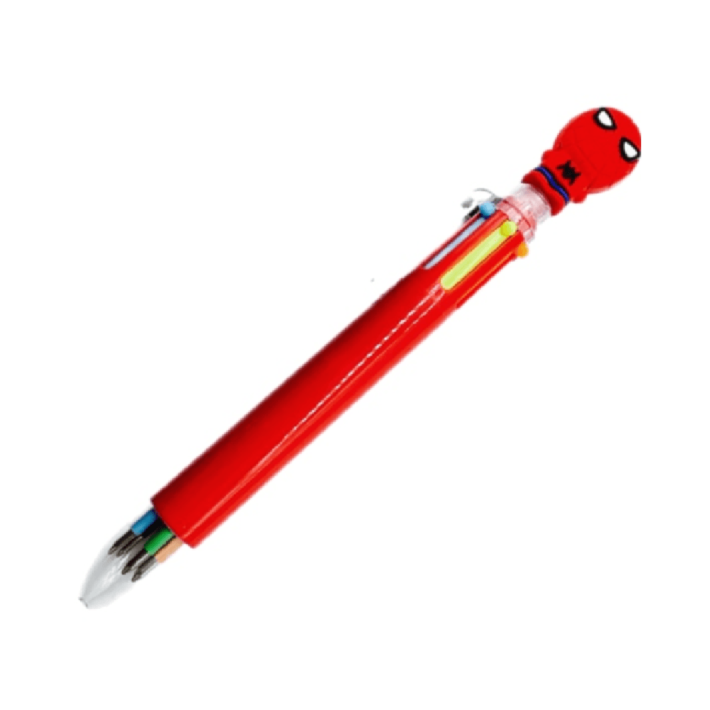 6 In 1 Spiderman Character Multicoloured Ballpoint Pen - Red 15354