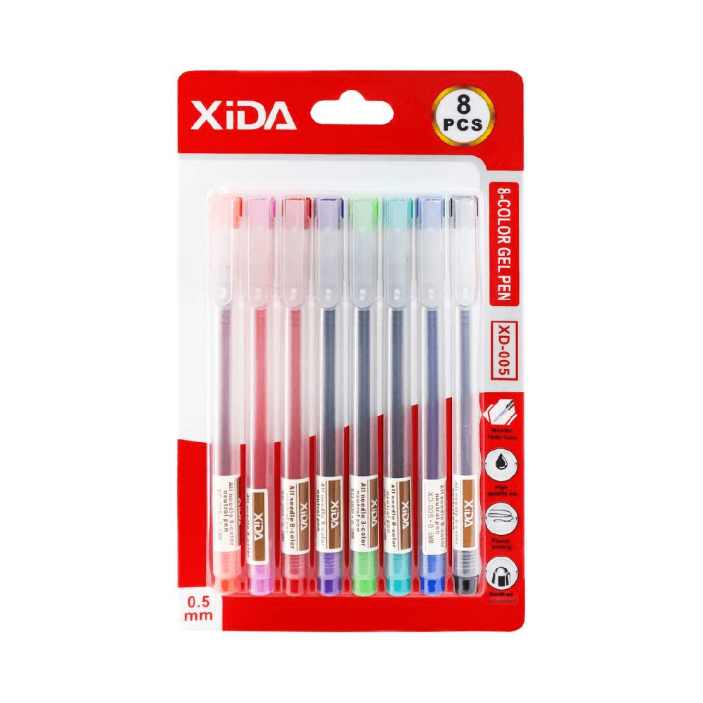 Xida 0.5mm Tip Gel Pen 8Pcs - Assorted Colors 12501