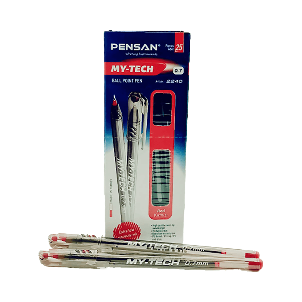 Pensan My-Tech 0.7mm Ballpoint Pen 26Pcs - Red