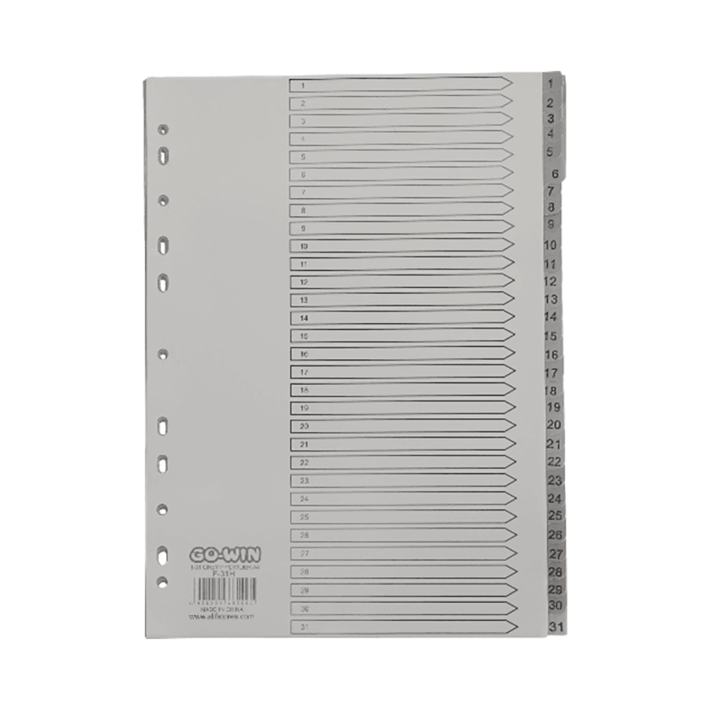 Go-Win A4 Polypropylene 31 Index Dividers - Grey