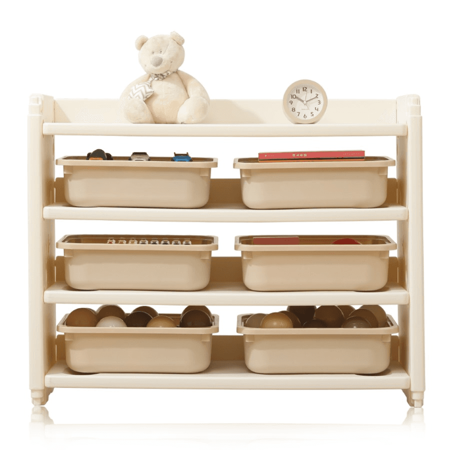 Little Story Kids Toys Storage With 6 Storage Box (Beige White)