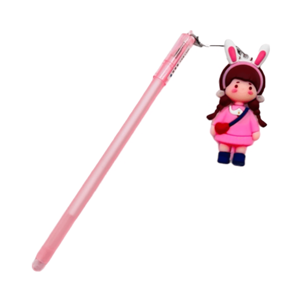 Blue Gel Pen With Fashion Cute Doll For Girls Outside 0.5mm - Pink 15697
