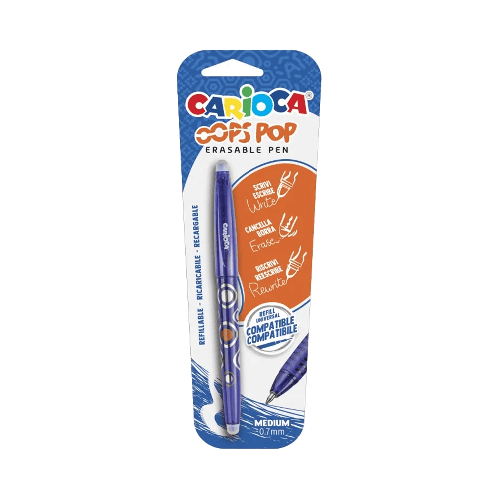 Carioca Oops Pop 0.7mm Erasable Pen - Blue