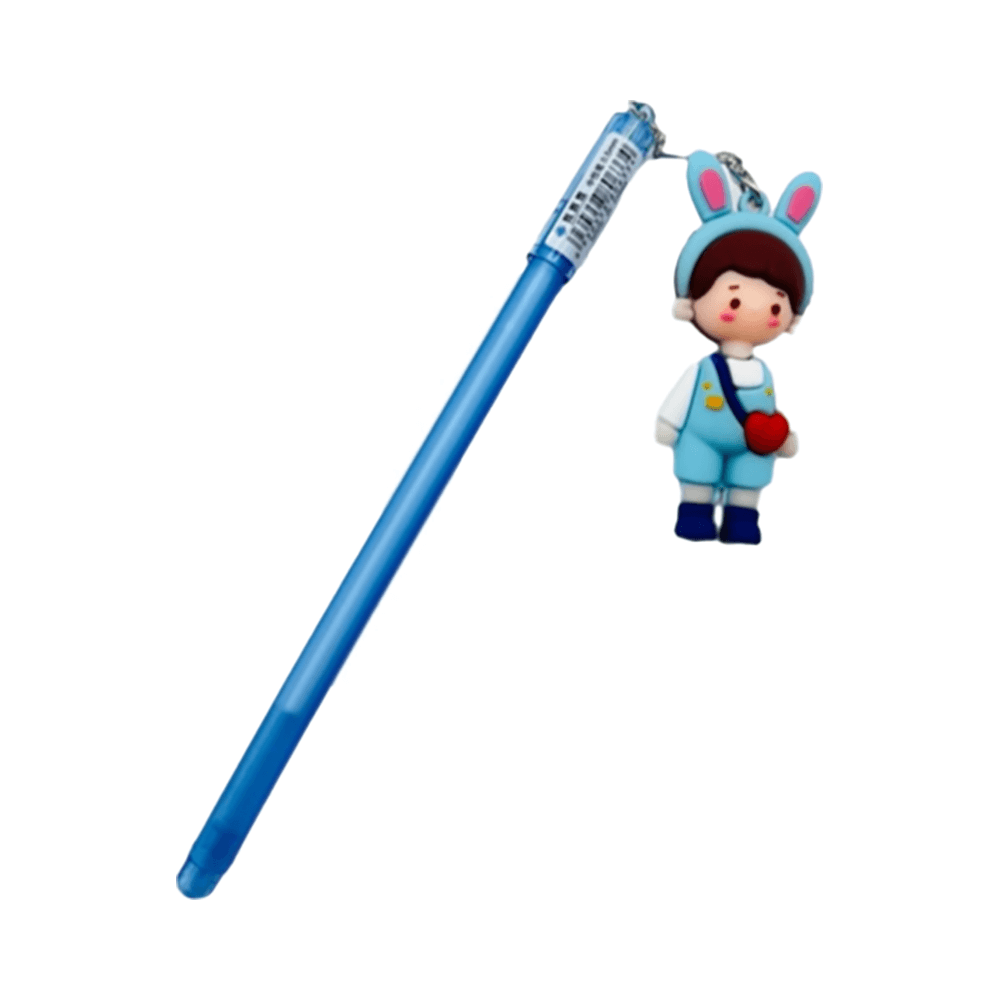 Blue Gel Pen With Fashion Cute Doll For Girls Outside 0.5mm - Blue 15697
