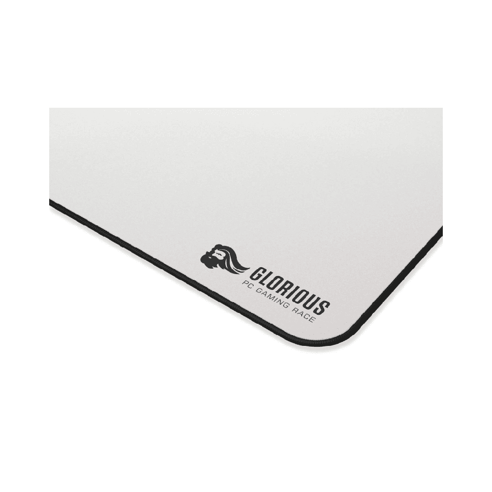 Glorious GW-E Long White Cloth Stitched Edges Extended Gaming Mouse Pad 11x36 Inch