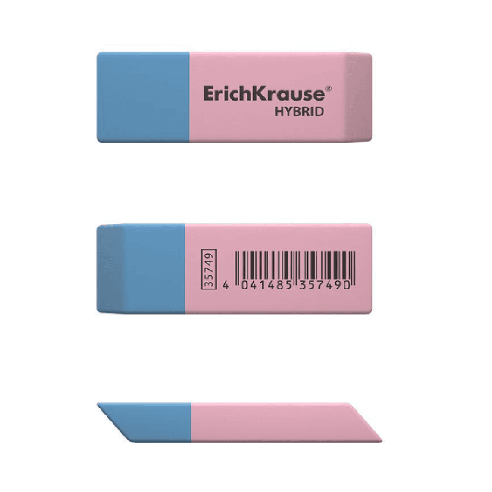 ErichKrause Hyrbrid Double-Sided Eco-Friendly & Thermoplastic Rubber Eraser 54x18x8mm