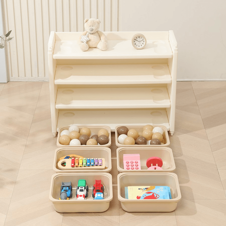 Little Story Kids Toys Storage With 6 Storage Box (Beige White)