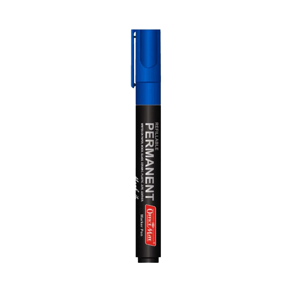 Officemate Bullet Tip Refillable Permanent Marker Pen - Blue 15883