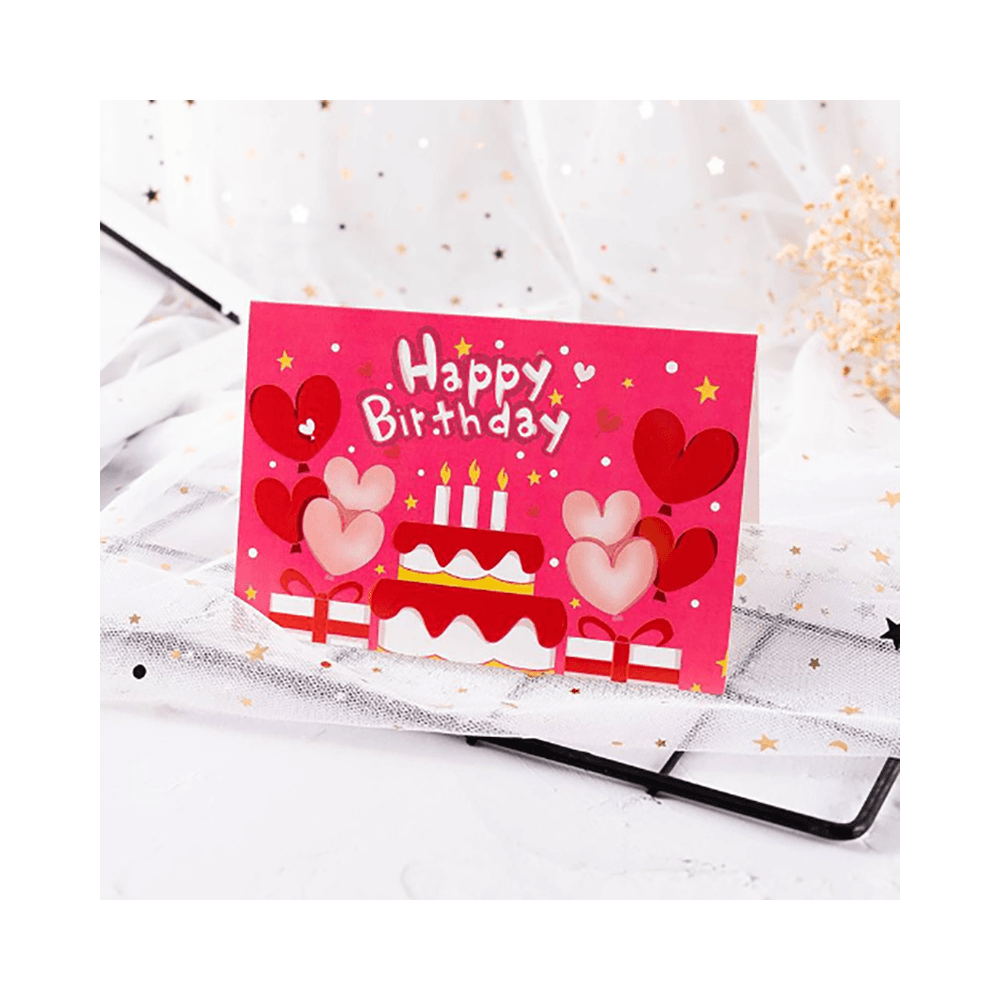 Happy Birthday With Cake & Heart Design
