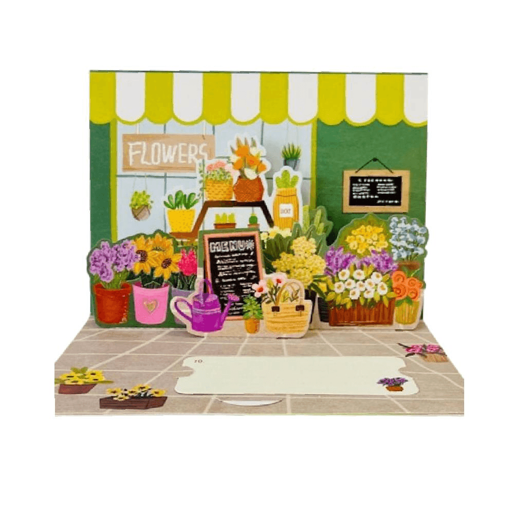3D Flower Shop Greeting Card
