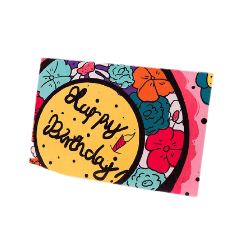 Colorful Flowers Design Happy Birthday Card