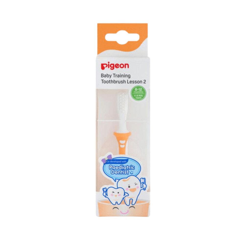 Pigeon Baby Training Toothbrush Lesson 2 For 8-12 Months 1Pc - Orange No.78339-2