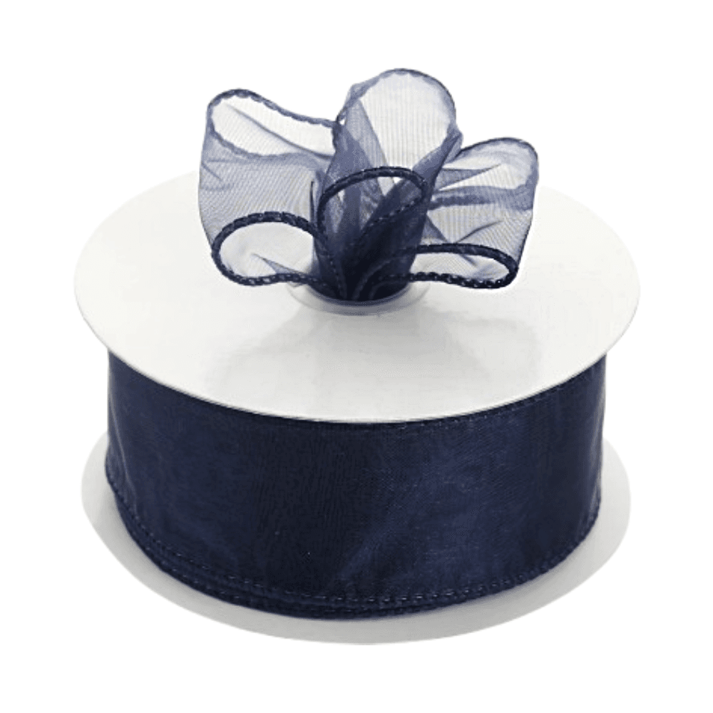Wired Organza Ribbon - Navy Blue