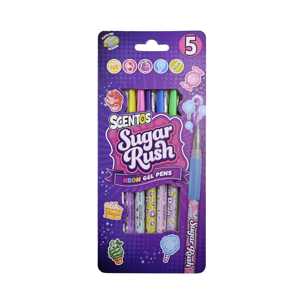 Scentos Sugar Rush Scented Gel Pens Set 5Pcs - Neon