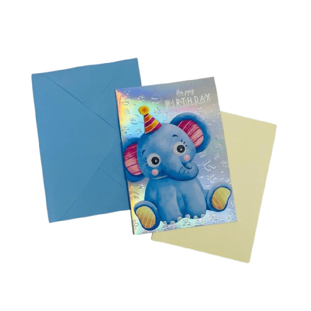 3D Elephant Design Happy Birthday Card