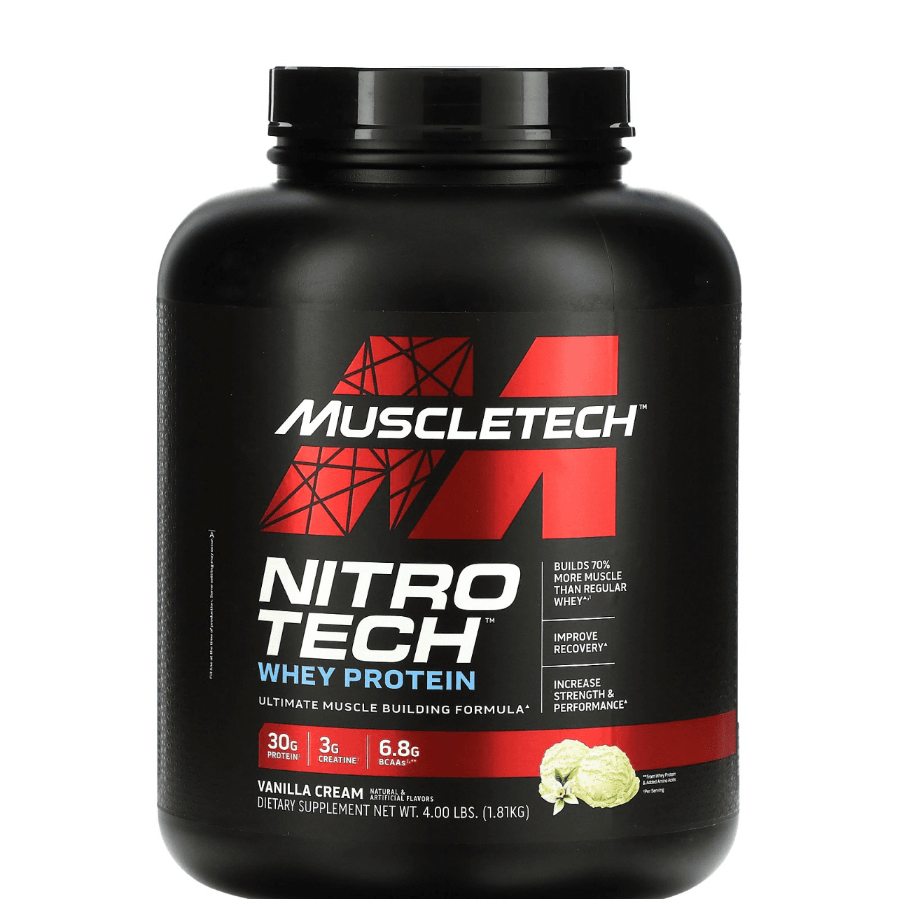 Muscletech, Nitrotech Whey Protein, 4 Lb, Vanilla Cream